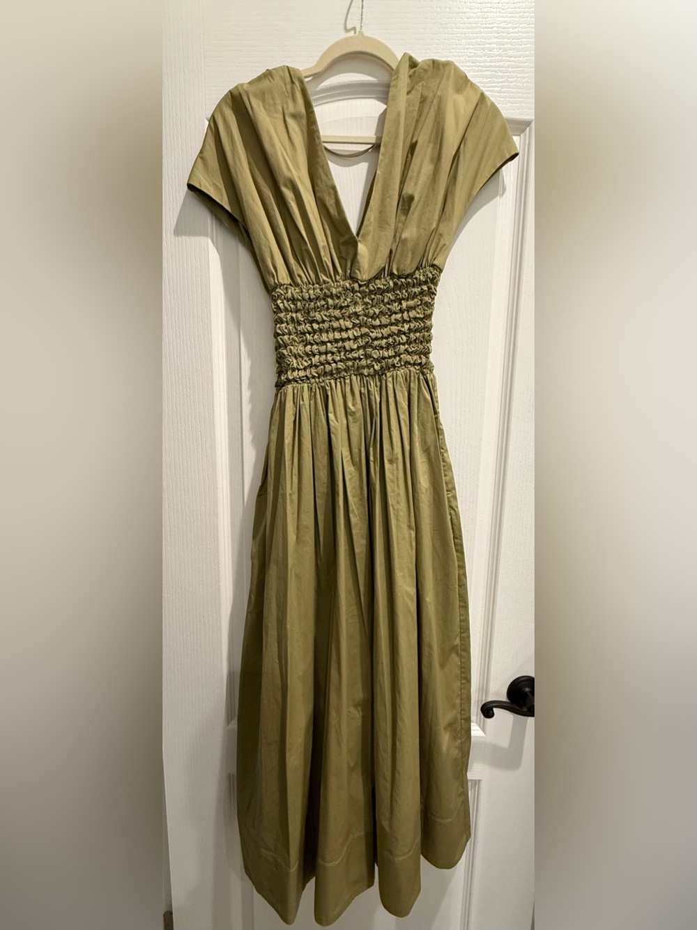 STAUD Olive Green Maxi with Elastic Waistband